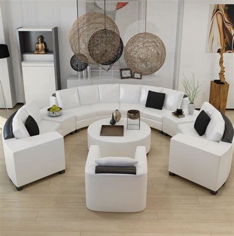 Modern Curved Round Leather Sofa Set Online Furniture Store My