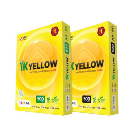 Ik Yellow A4 Copier Paper White 210mm X 297mm 500 Sheets 7080gsm