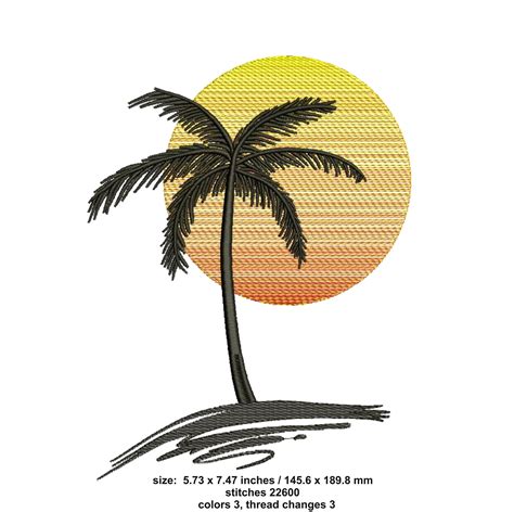 Palm Tree Embroidery Design Summer Embroidery Etsy