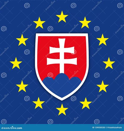 Slovakia Coat Of Arms On The European Union Flag Stock Vector