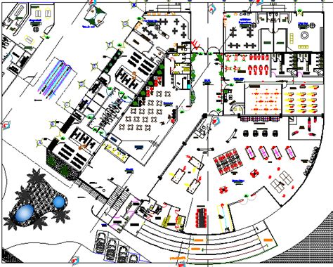 Ground Floor Layout Plan Details Of Mini Shopping Mall Dwg File Cadbull