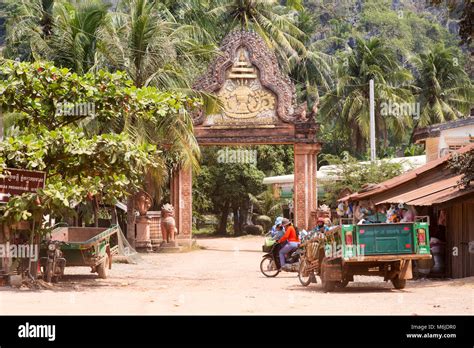 Cambodia Village Street Scene In A Cambodian Village Kampot