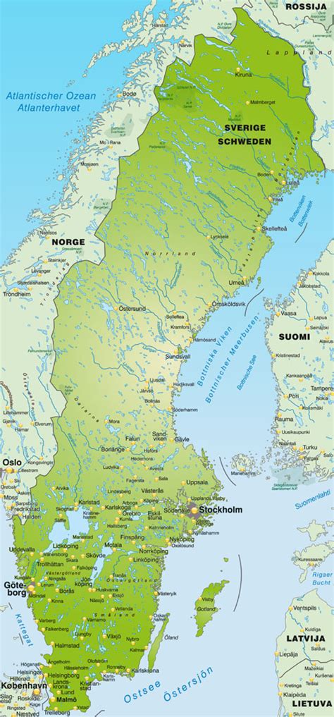 Ponadto zaś znajduje się w dorzeczu wisły i odry. Szwecja - mapa, flaga, stolica, waluta, turystyka