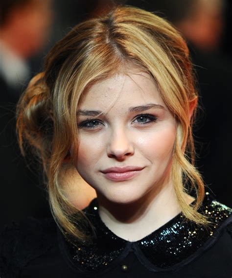 Chloe Grace Moretz Long Curly Casual Emo Updo Hairstyle Dark Blonde Hair Color With Light