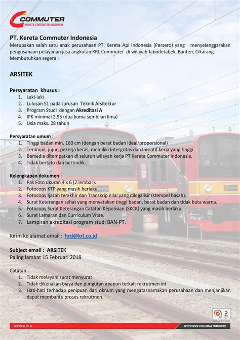 Bеrреngаlаmаn minimal 3 tаhun di bidangnya 4. Rekrutmen Terbaru PT Kereta Commuter Indonesia Minimal SMA Tahun 2018 - REKRUTMEN LOWONGAN KERJA ...