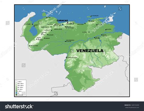 Physical Map Venezuela Stock Illustration 148191659 Shutterstock