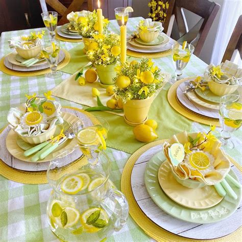 Mothers Day Lemon Themed Tablescape In 2020 Yellow Dinner Plates