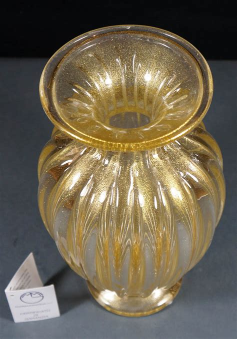 Venetian Glass Vase All Gold Murano Glass Murano Collection Made Murano Glass