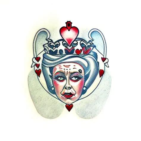 Traditional Queen Of Hearts Tattoo Idea Blackink Ai