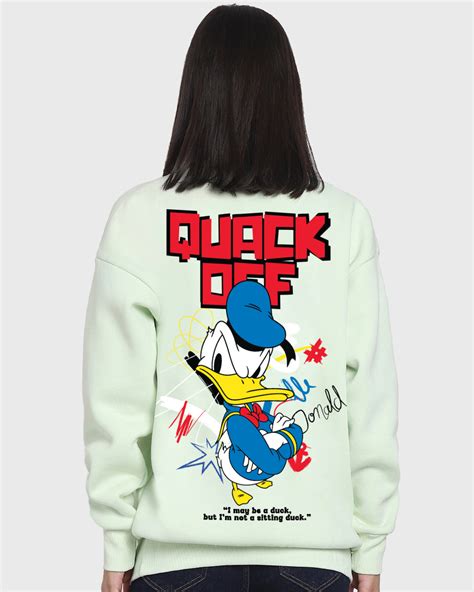 Buy Womens Green Quack Off Graphic Printed Oversized Sweatshirt Online