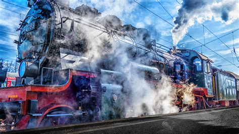 Steam Locomotive At Railway Station 4k Uhd Wallpaper