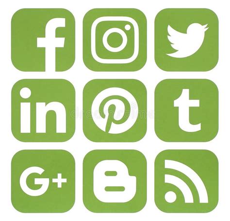 Collection Of Popular Social Media Icons In Greenery Color Kiev
