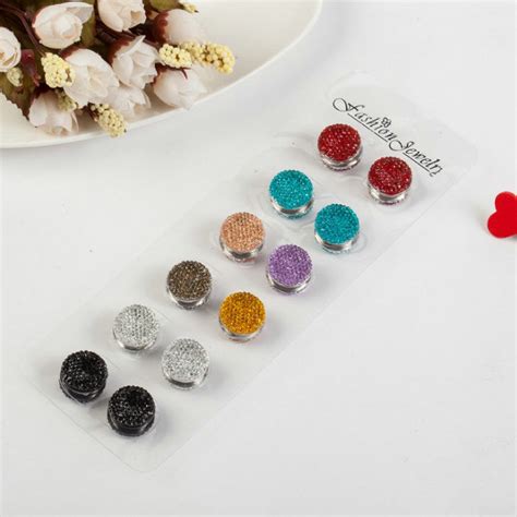 Wholesale Muslim Colorful Round Crystal Magnet Hijab Pins For Women