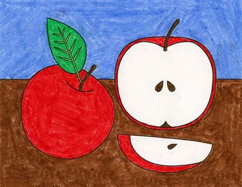 Easy How To Draw An Apple Tutorial And Apple Coloring Page · Art