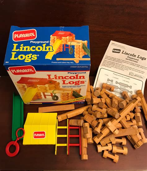 Vintage Lincoln Logs Playskool Lincoln Logs Playground Set Building Log Toy Set Vintage