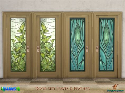 Dragonqueens Door Set Leaves And Feather