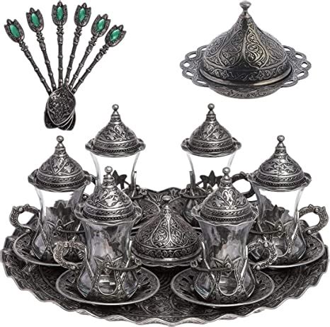 Alisveristime Handmade Turkish Tea Water Zamzam Serving Set Glasses