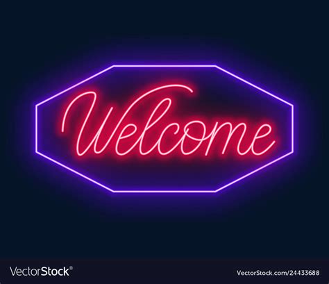 Neon Sign Welcome On Black Background Royalty Free Vector