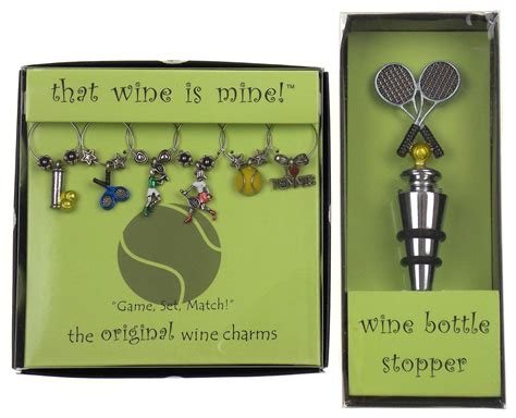 Tennis Lover Tennis Themed Wine Charms With Tennis Racket Bottle