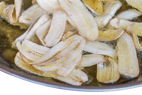 Sliced Banana Frying In Hot Oil Stock Photo Image Of Fresh Dried