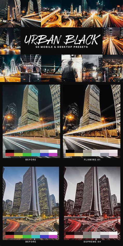 Professional lightroom presets (mobile and desktop) for photographers and graphic designers. 50 Urban Black Lightroom Presets and LUTs in 2020 ...