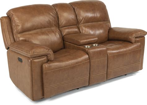Flexsteel Living Room Power Reclining Loveseat With Console And Power