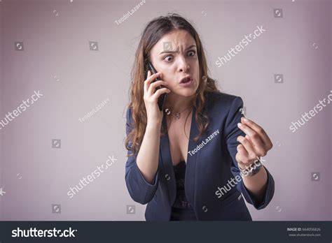 Angry Furious Business Woman Yelling Her Stock Photo 664056826