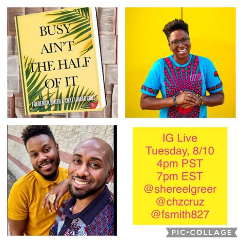 IG Live with Sheree L. Greer. Tuesday, August 10, 2021. 4 pm PST / 7 pm