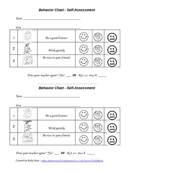 Self-Assessment Behavior Charts by Polly Hunt | Teachers Pay Teachers