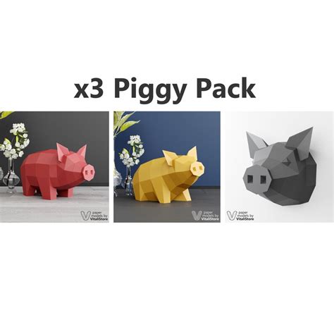 3d Papercraft Pigs Pig Papercraft Piggy Paper Craft 3d Etsy
