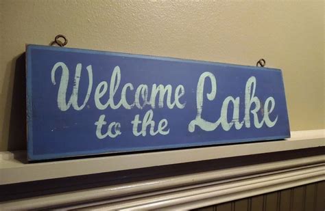 Welcome To The Lake Signblue Signhand Painted Signretro Etsy