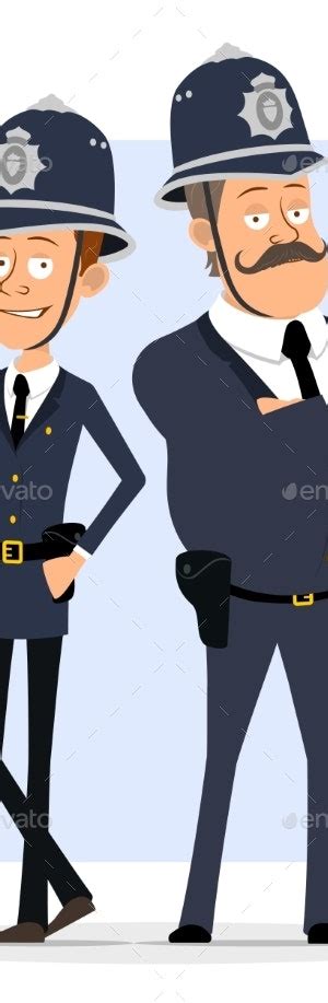 Cartoon British Policeman Boy Character Vector Set Vectors Graphicriver