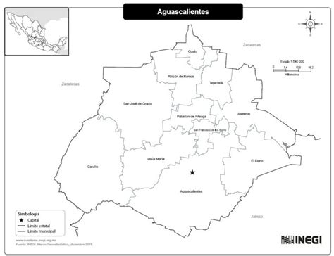 Mapas De Aguascalientes México A Color Blanco Y Negro Y Para Imprimir