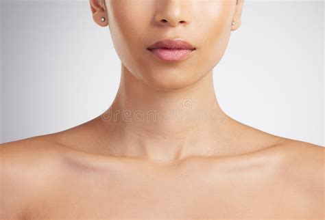 Closeup Of A Beautiful Mixed Race Womans Perfect Neck And Collar Bone