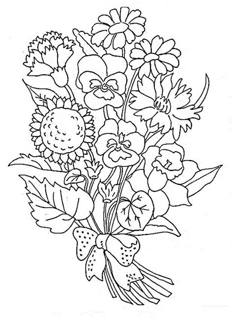 736 x 1088 file type: Bouquet Of Flowers Coloring Pages for childrens printable ...