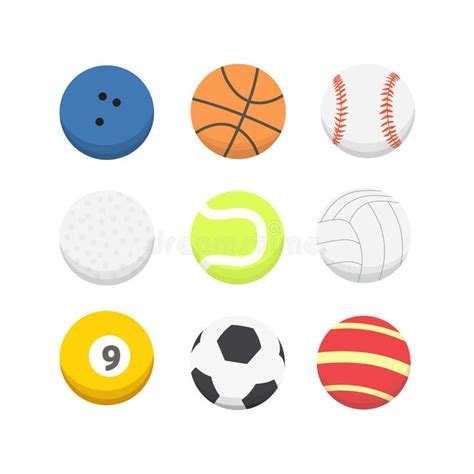 Vector Cartoon Colorful Ball Set Sport Balls Icons Isolated Stock