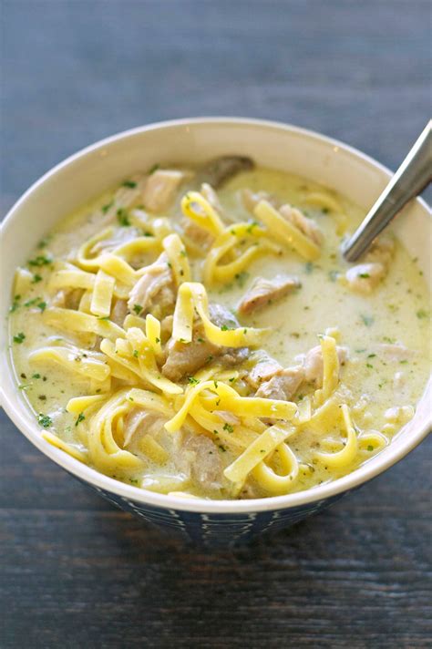 Mix well until the chicken is evenly coated, then cover the bowl with cling film and chill in the fridge for at least 20 minutes. Slow Cooker Creamy Chicken Noodle Soup - Slow Cooker Gourmet