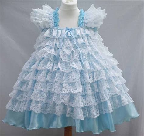 All Sizes 70 Gbp Adult Baby Sissy Short Dress In Blue Satin And White