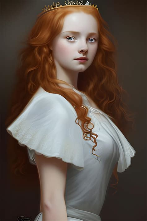 Angelic Redhead Girl In Pearl White By Ai Art Phoenix On Deviantart