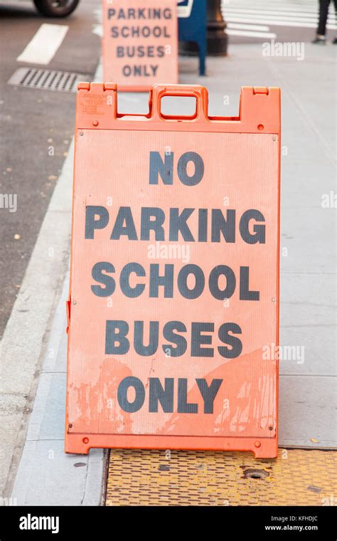 School Bus Parking Sign Near Central Park New York City United States