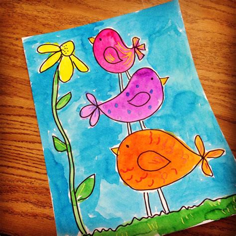 Stacked Little Birdies Art Projects For Kids