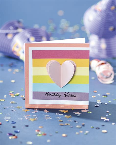 Birthday Wishes Bight Coloured Heart Card