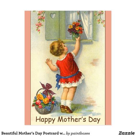 Beautiful Mothers Day Postcard W Vintage Image Zazzle Happy