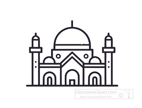 Religion Clipart Flat Line Icon Of A Mosque With A Dome Black Outline