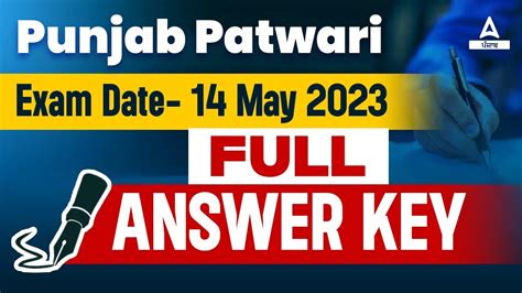 Punjab Patwari Exam Date 14 May 2023 Full Answer Key YouTube