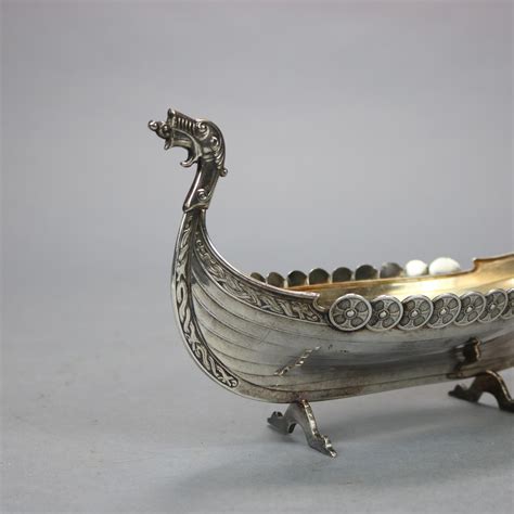 Antique Figural Viking Ship Sterling Silver Sauce Boat Circa 1910 At