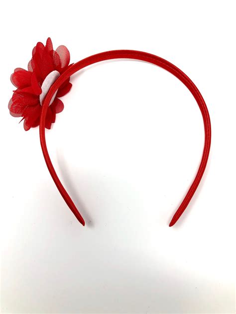 Red Flower Headband Hair Accessory Etsy Uk
