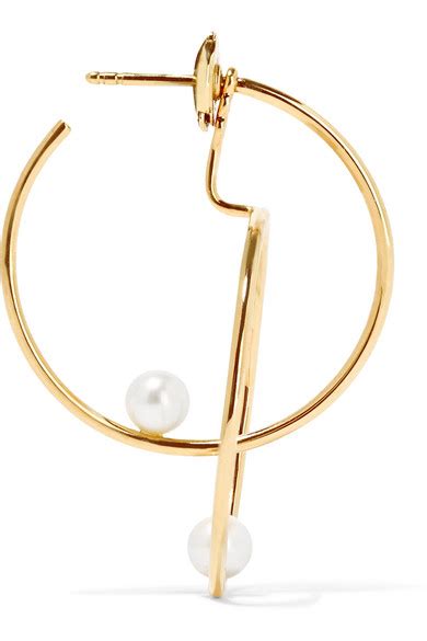 Anissa Kermiche 14 Karat Gold Pearl Hoop Earring NET A PORTER COM