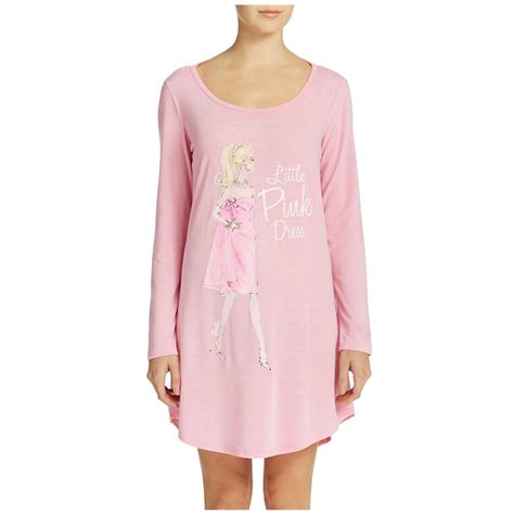 Mattel Barbie Adult Ls Knit Pink Sleep Shirt Night Gown