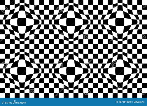 Optical Illusion Checkered Vector Abstract Seamless Background Black